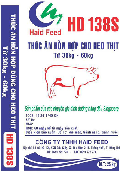 Thức ăn hỗn hợp cho heo thịt, từ 30kg - 60kg